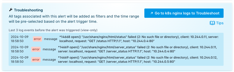 Alert Event Troubleshooting