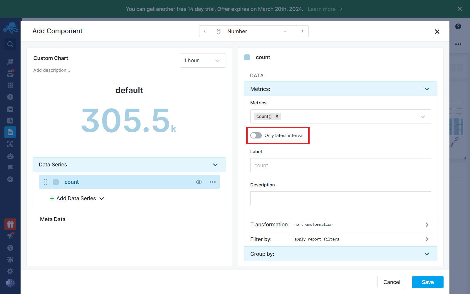 Chart builder metrics