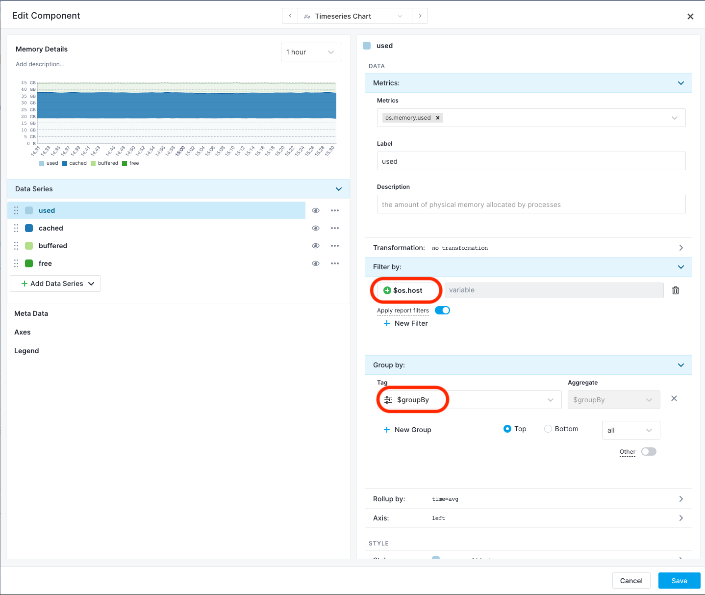 Report Variables Component