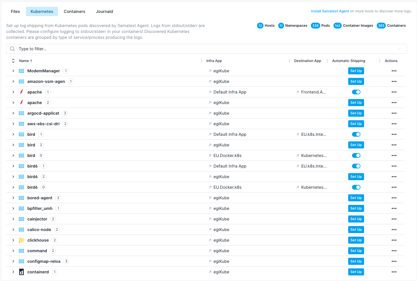 Kubernetes Log Sources