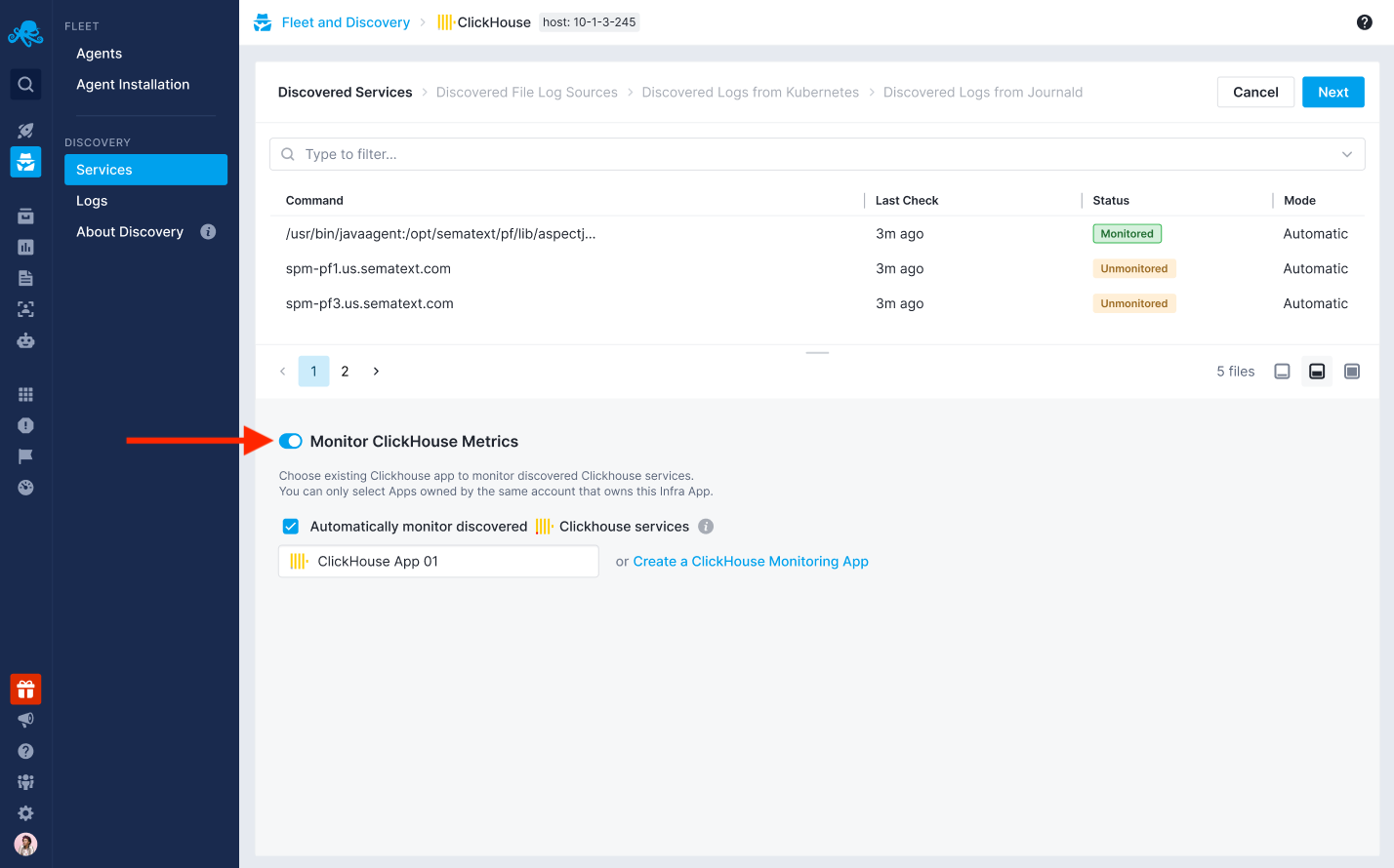 Sematext Discovery Automatic Monitoring