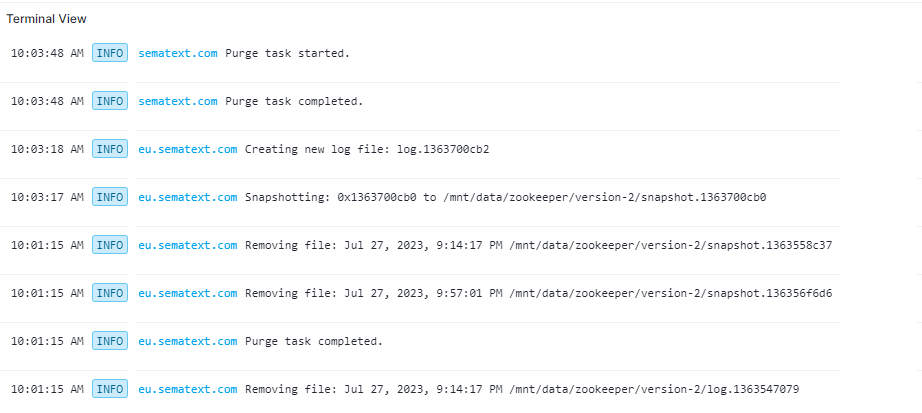 Sematext Cloud Logs Guide - Logs Terminal View