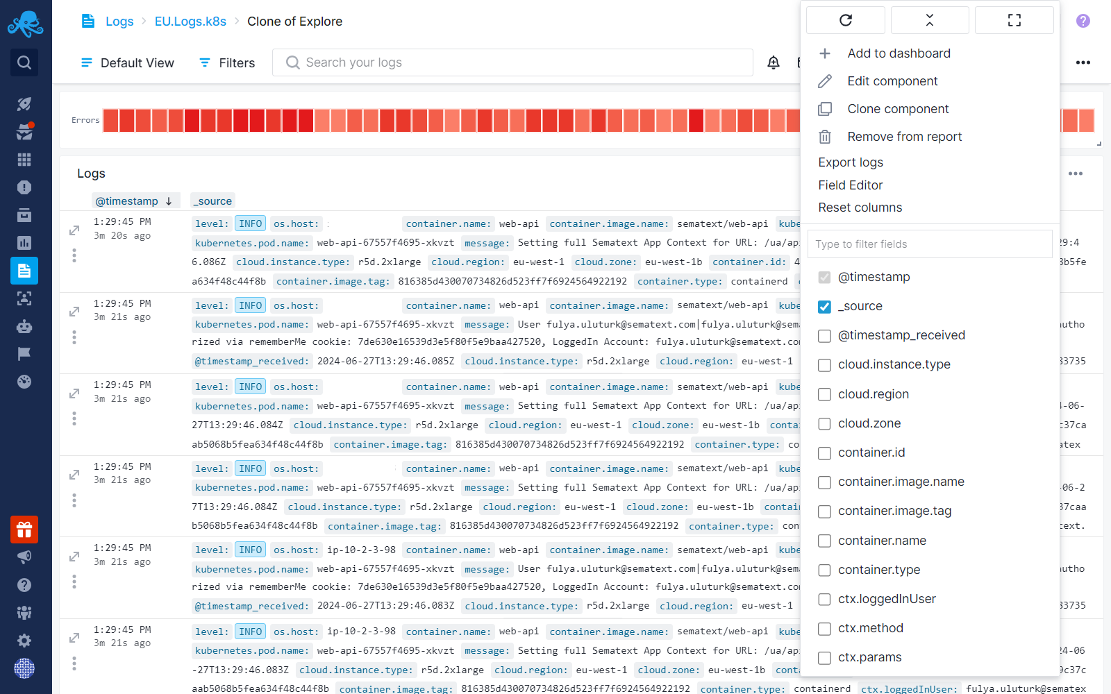 Sematext Cloud Monitoring Guide - Component Settings