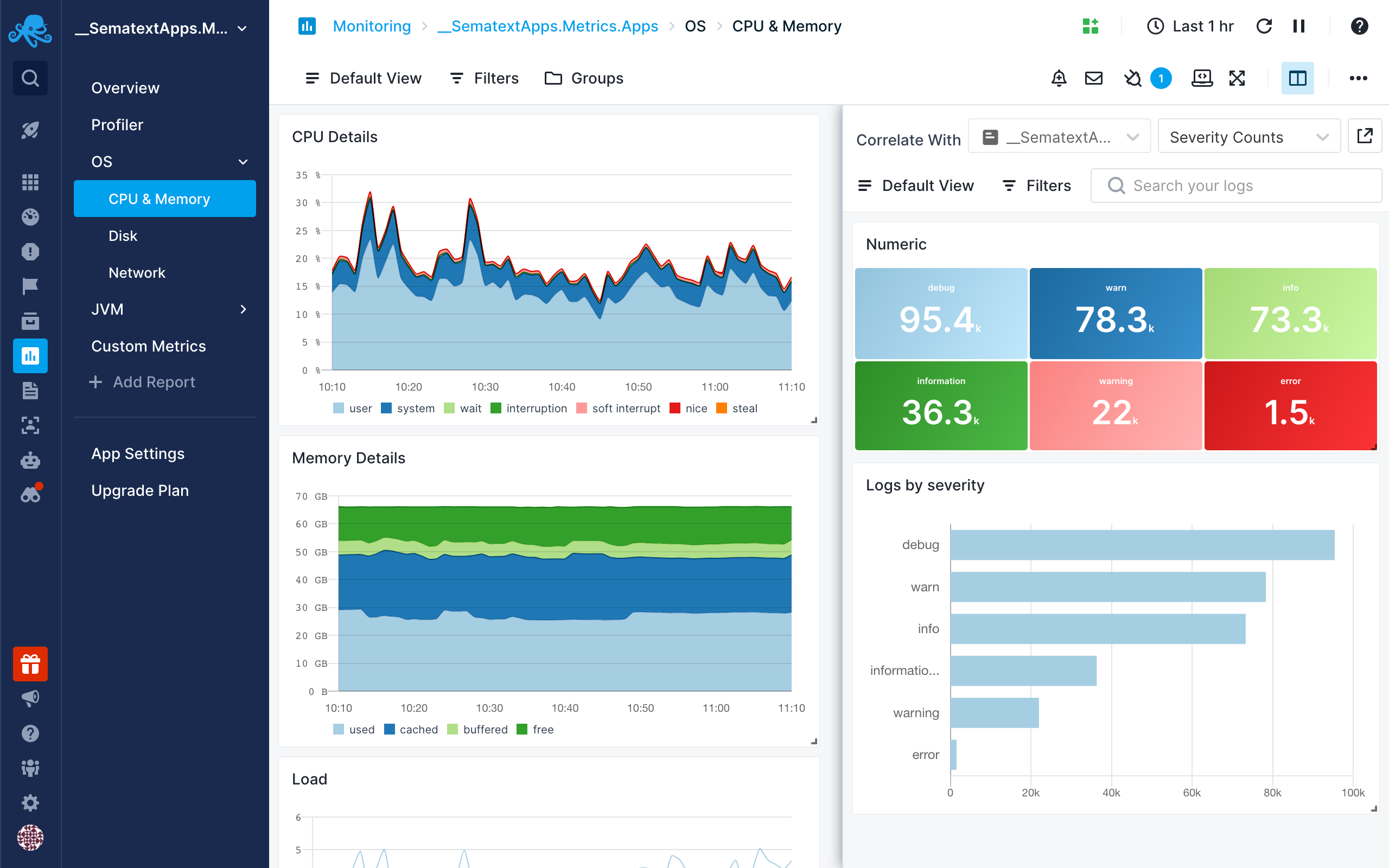 Sematext Cloud Split Screen - Logs in Split Screen