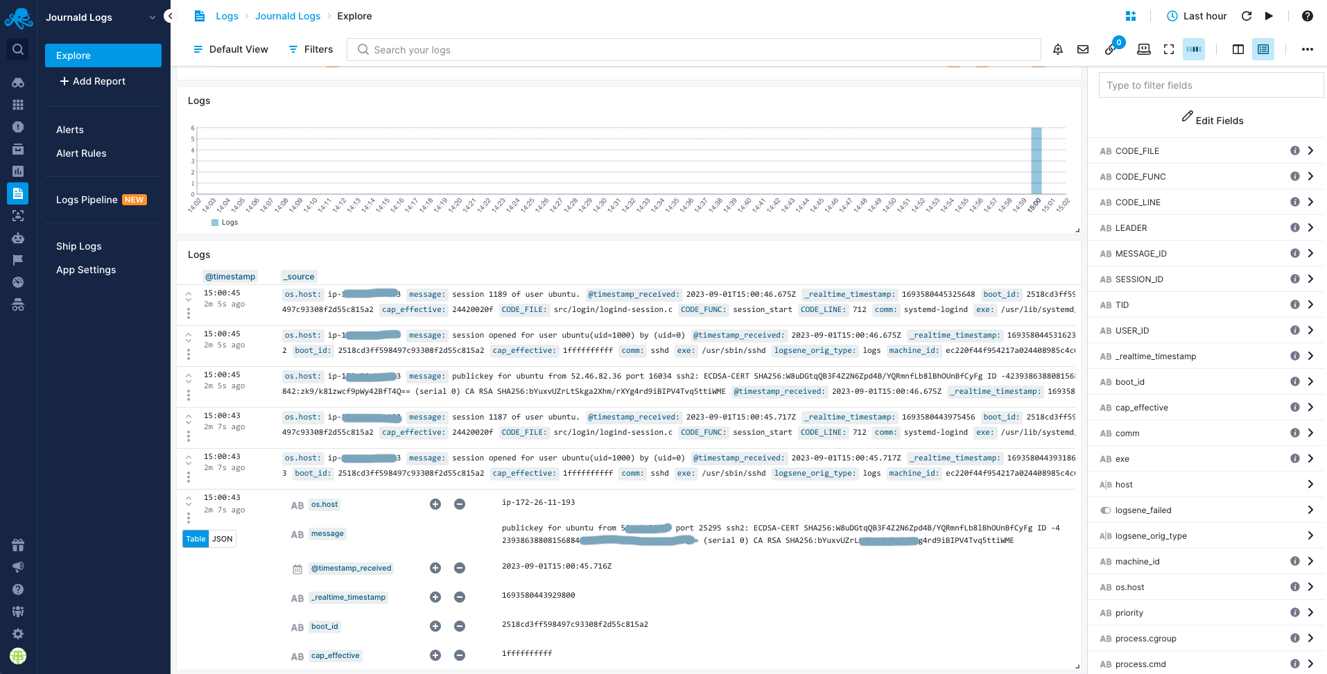 Journald Logs Explore