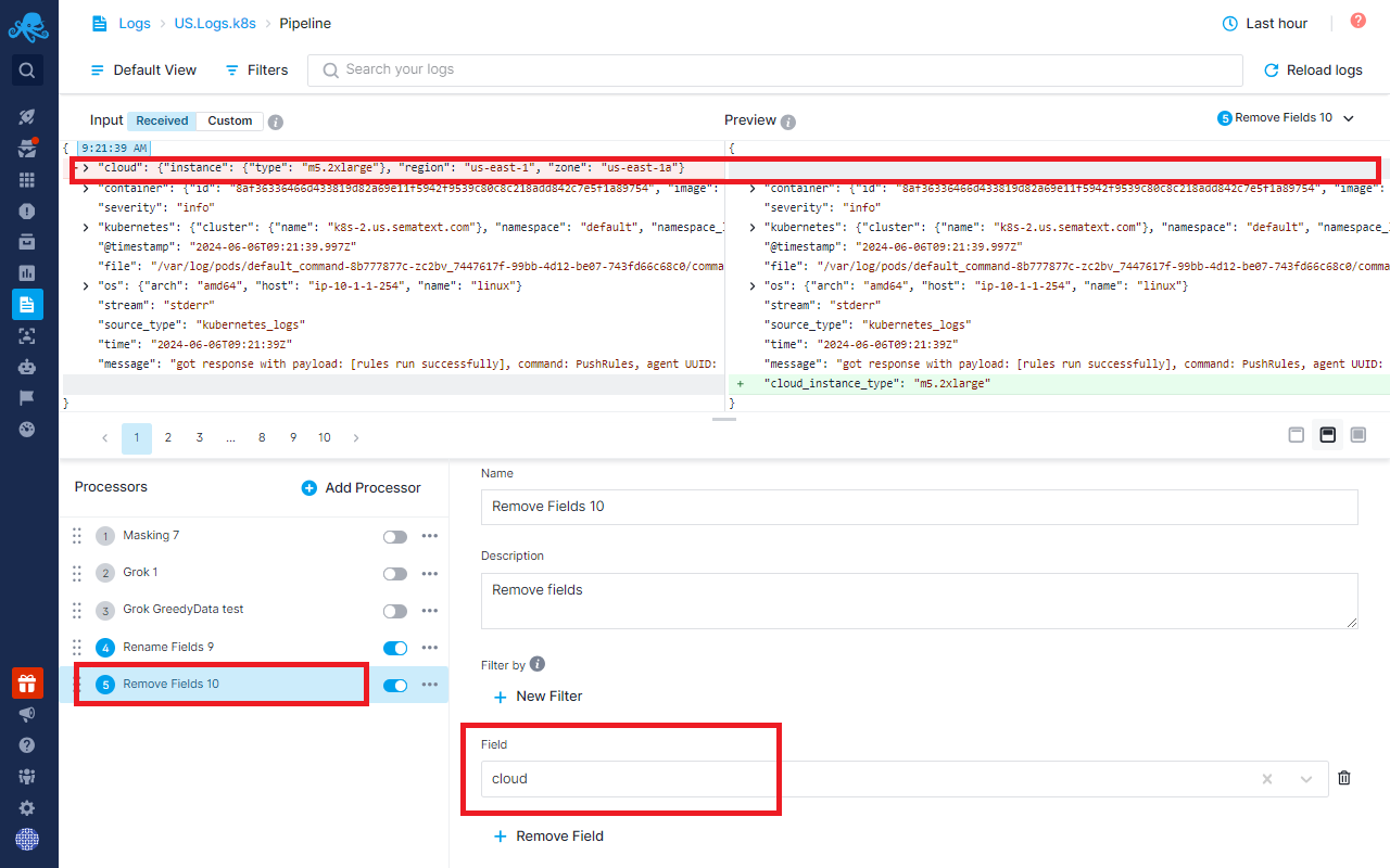 Remove Fields Processor