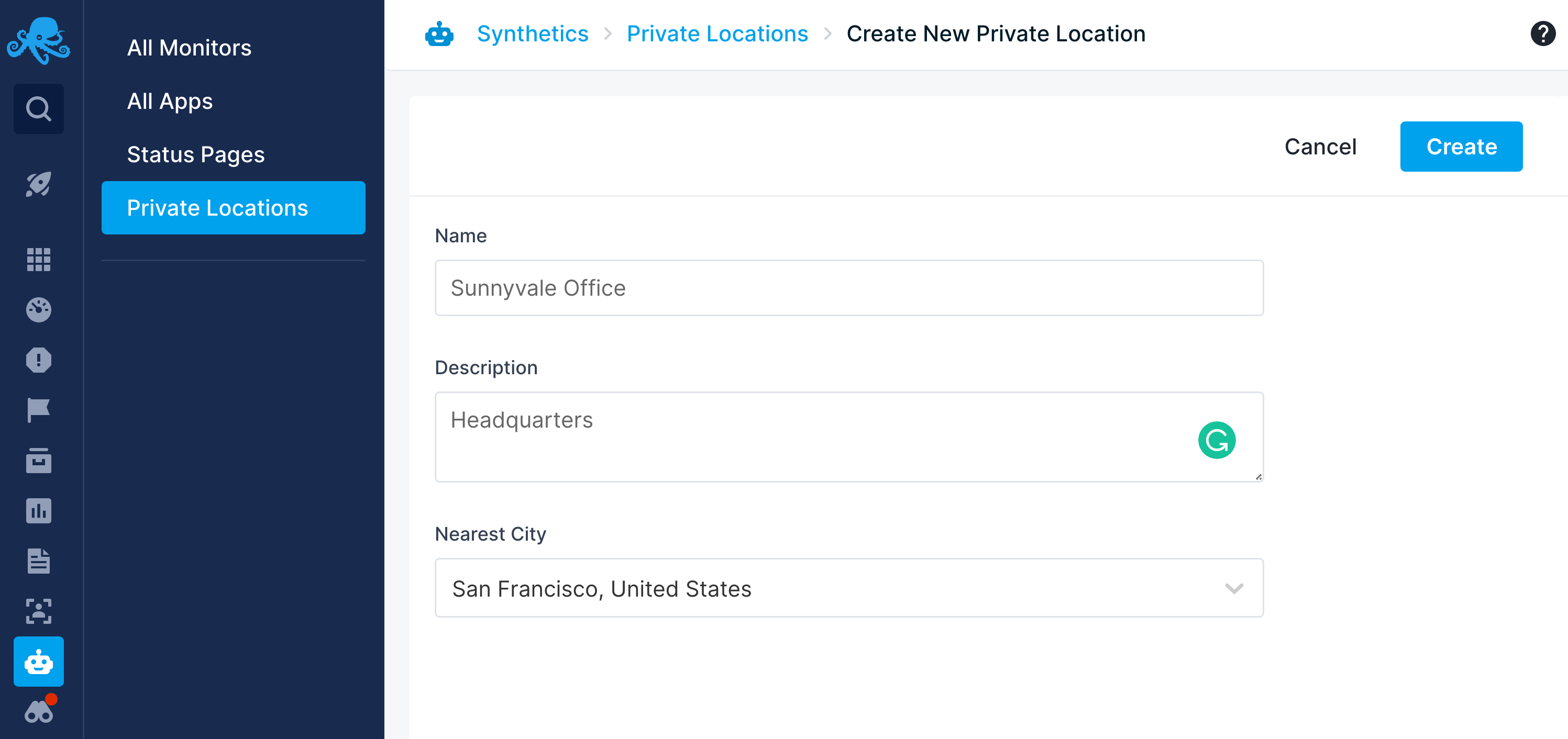 Create Private Location