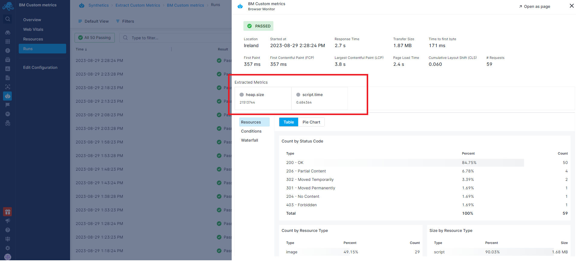 Custom Metrics Flyout