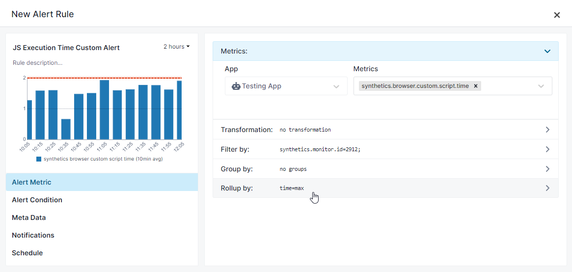 Custom Metrics New Alert